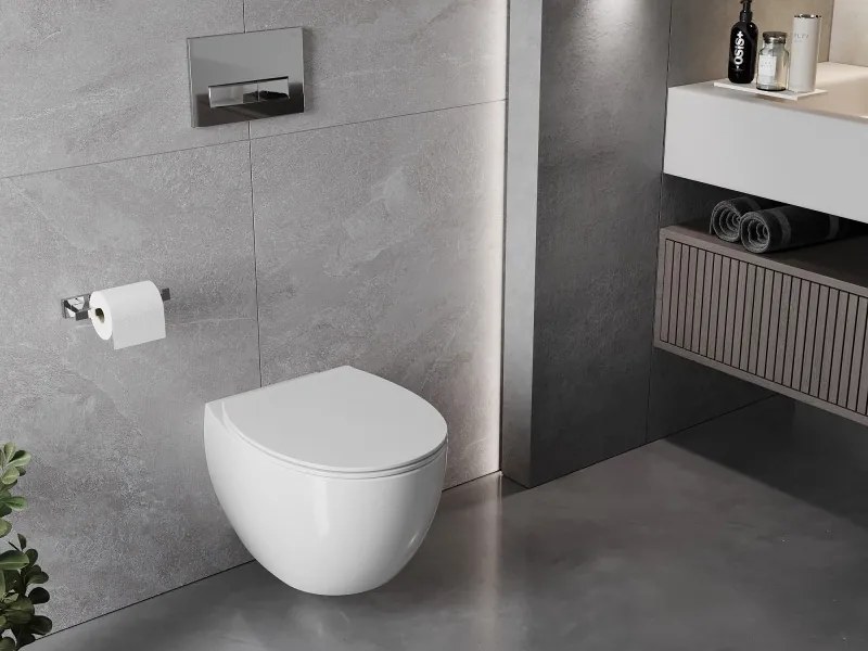 Mexen Egg miska wc Rimless z deską wolnoopadającą slim, duroplast, biała połysk - 30245000