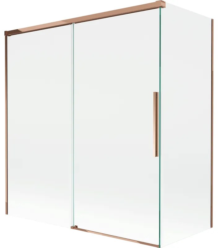 Mexen Rox parawan nawannowy 2-skrzydłowy rozsuwany 150 + 70 x 150 cm, transparent, różowe złoto - 8C9-150-070-60-00