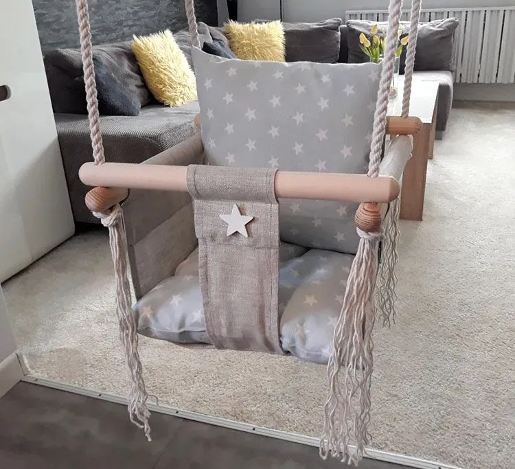 Miętowa huśtawka dla dzieci w gwiazdki A1-P27