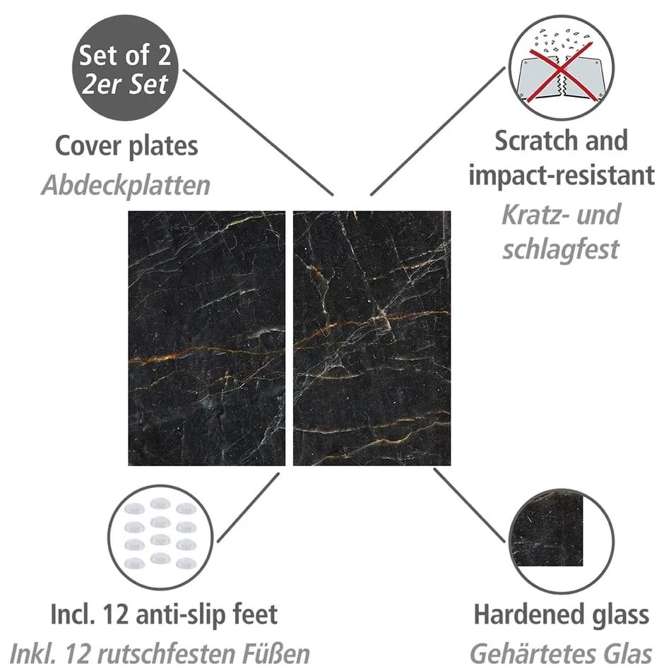 Płyty ochronne na kuchenkę ze szkła hartowanego zestaw 2 szt. 52x30 cm Marble – Allstar