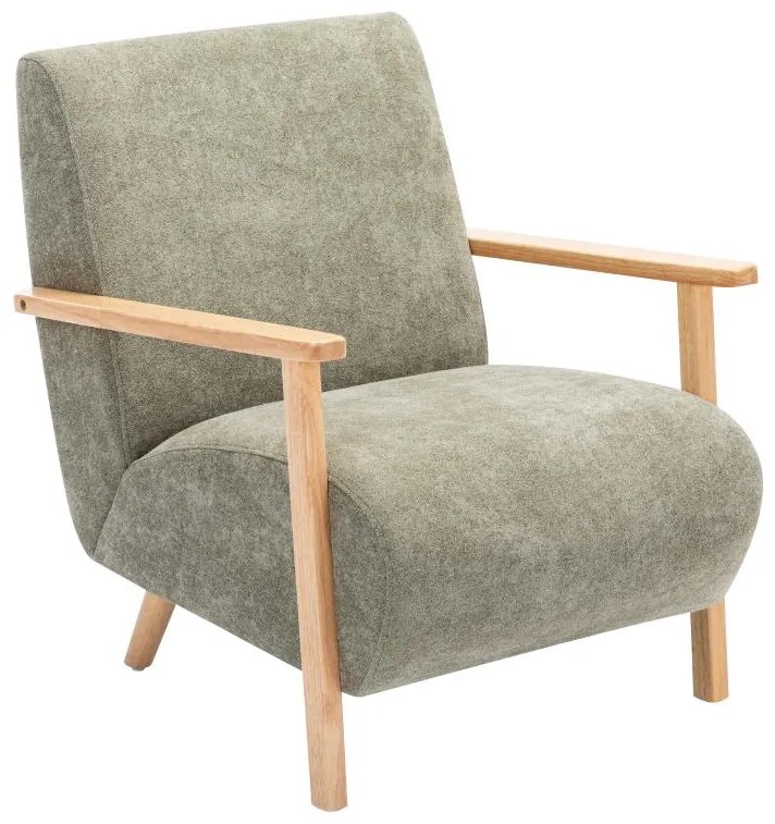 Fotel drewniany z zieloną tapicerką - JULOMO