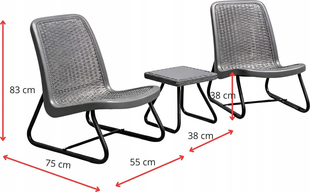 Zestaw mebli ogrodowych Spritz DC30+DT07 na taras i balkon, kolor szary