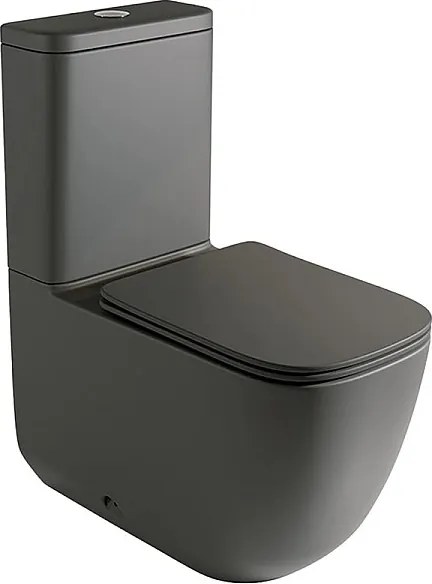 Kompletna Miska WC Przyścienna Whirlflush | Ultracienka Deska Duroplast Soft Close z Systemem Szybkiego Wypinania | Czarny Mat