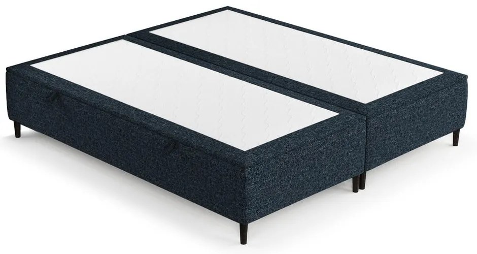 Ciemnoniebieskie tapicerowane łóżko dwuosobowe ze schowkiem 200x200 cm Tate – Maison de Rêve