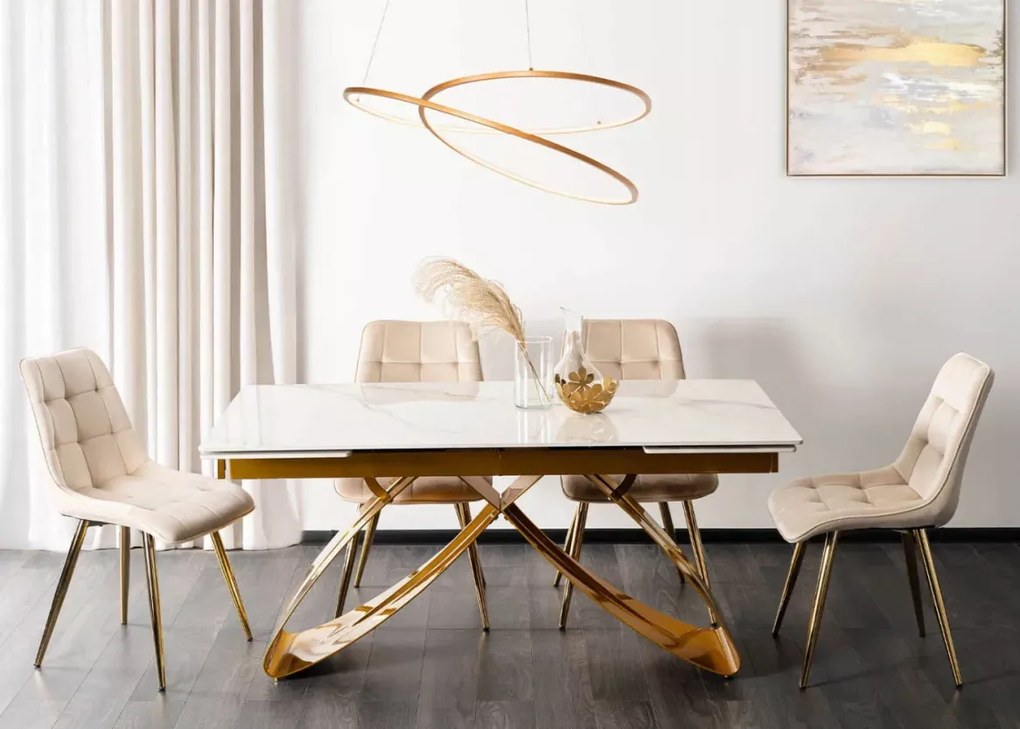 Stół rozkładany Twig 160-240 cm - nowoczesny stół do jadalni i salonu z ceramicznym blatem