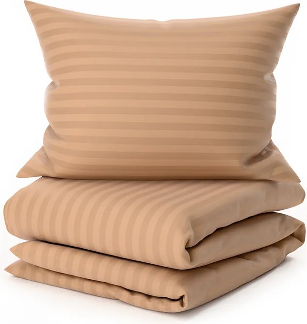 PrzytulneMieszkanie.pl PrzytulneMieszkanie.pl Hotelowa pościel z mikrofibry JASMINE brązowa - pasek 2 cm, hotelowa kieszeń Rozmiar pościeli: 70 x 90 cm | 140 x 200 cm