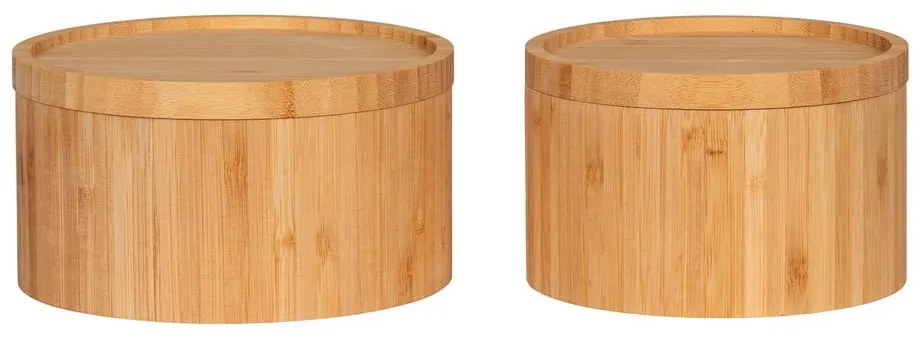 Bambusowe pojemniki zestaw 2 szt. z pokrywką/dekoracyjne w naturalnym kolorze ø 15x8 cm Chefalu – House Nordic