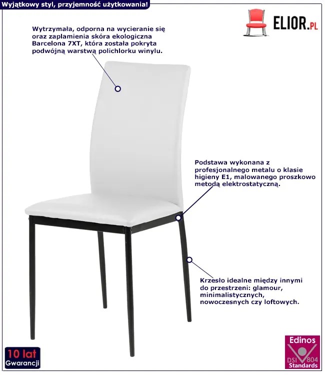 Białe tapicerowane krzesło H2-P52