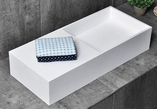 Umywalka ścienna TWG08 z odlewu mineralnegoBiały mat - 75 x 32,5 x 15 cm