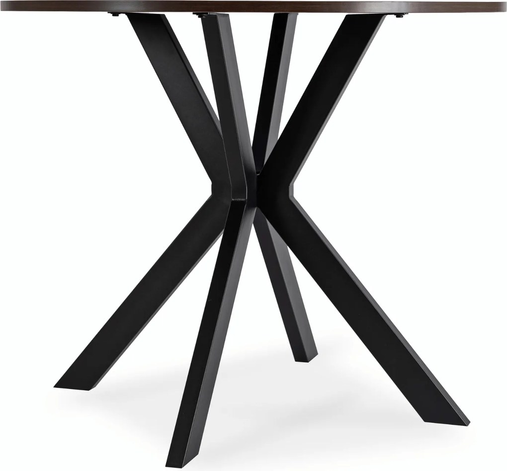 Okrągły stół w stylu industrialnym Lauren 80 cm, orzech/czarny