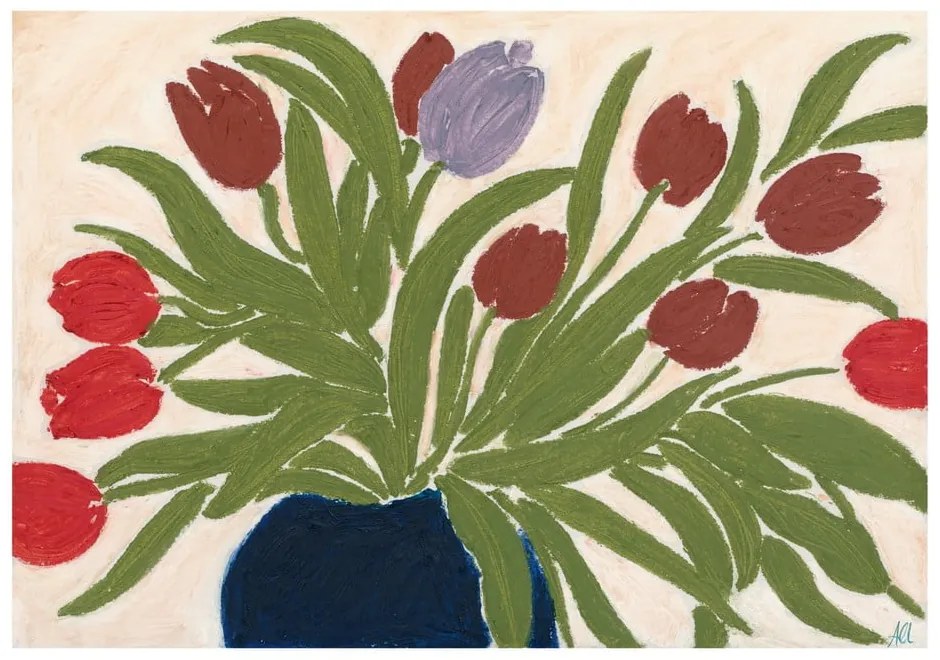Plakat 70x50 cm Tulips in a Blue Vase – The Poster Club