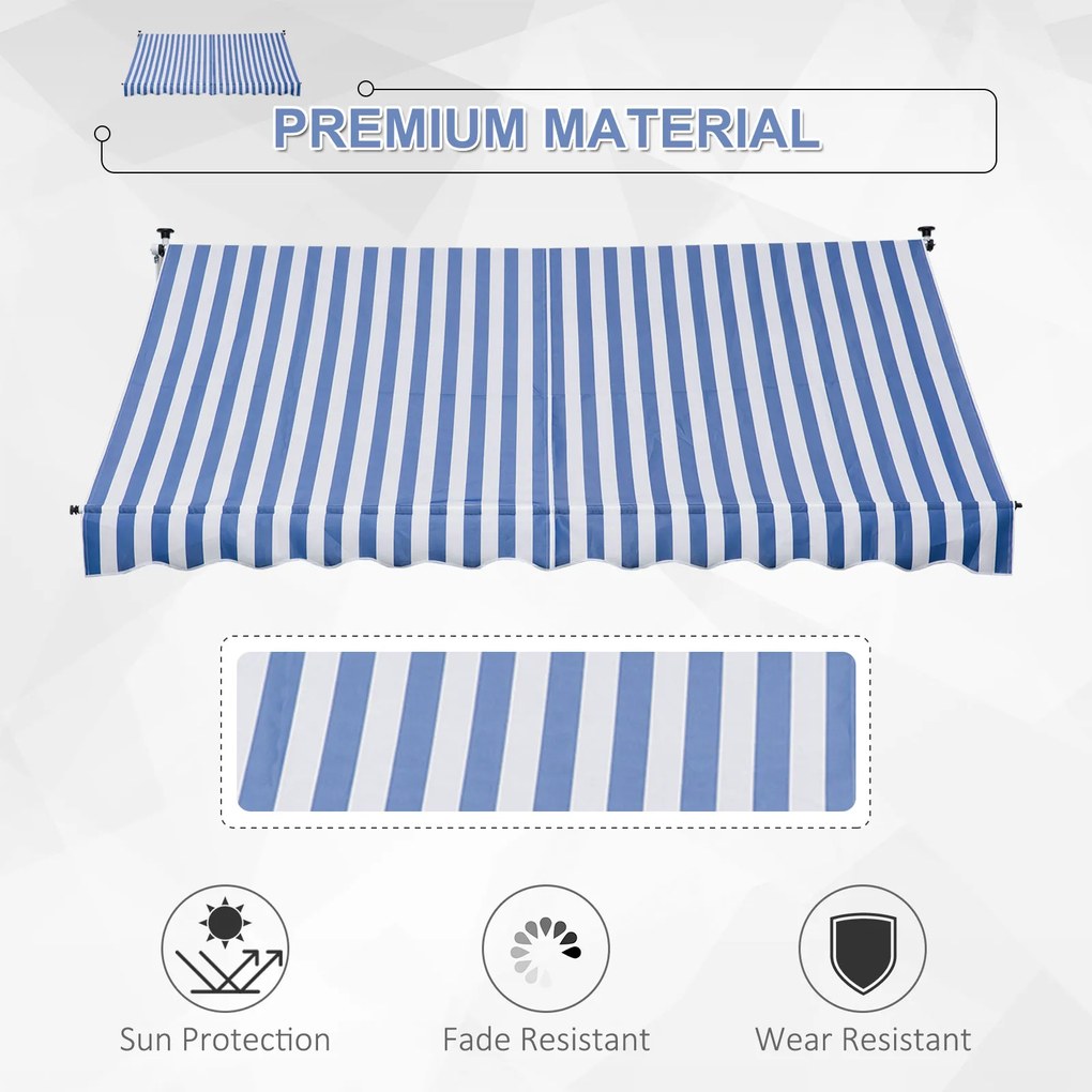 Outsunny markiza markiza zaciskowa składane ramię korbka ręczna balkon 3 x 1,5 m aluminiowy niebieska