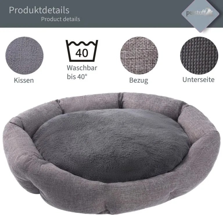 Petstuff Legowisko dla psa Octagon, 50 x 57 x 13 cm, szare