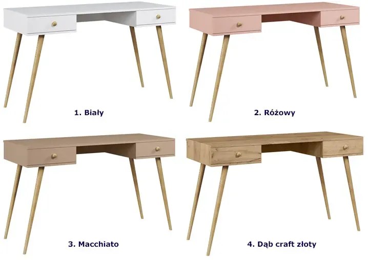 Minimalistyczne biurko z szufladami dąb craft złoty - Geza 13X