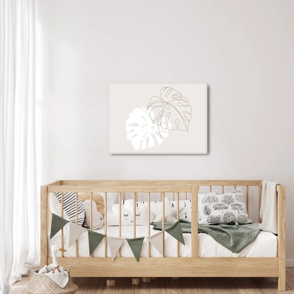 Obraz - Line art monstera N⁰2 (70x50 cm)