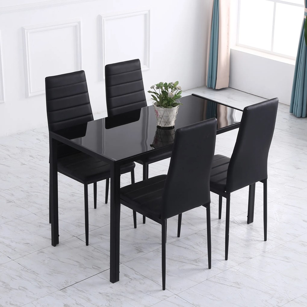 HOMCOM Stół jadalniany kuchenny nowoczesny design 120x60x75 cm czarny do salonu lub kuchni | Aosom PL