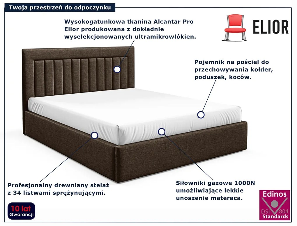 Brązowe pikowane łóżko tapicerowane 3 rozmiary Z2-E08