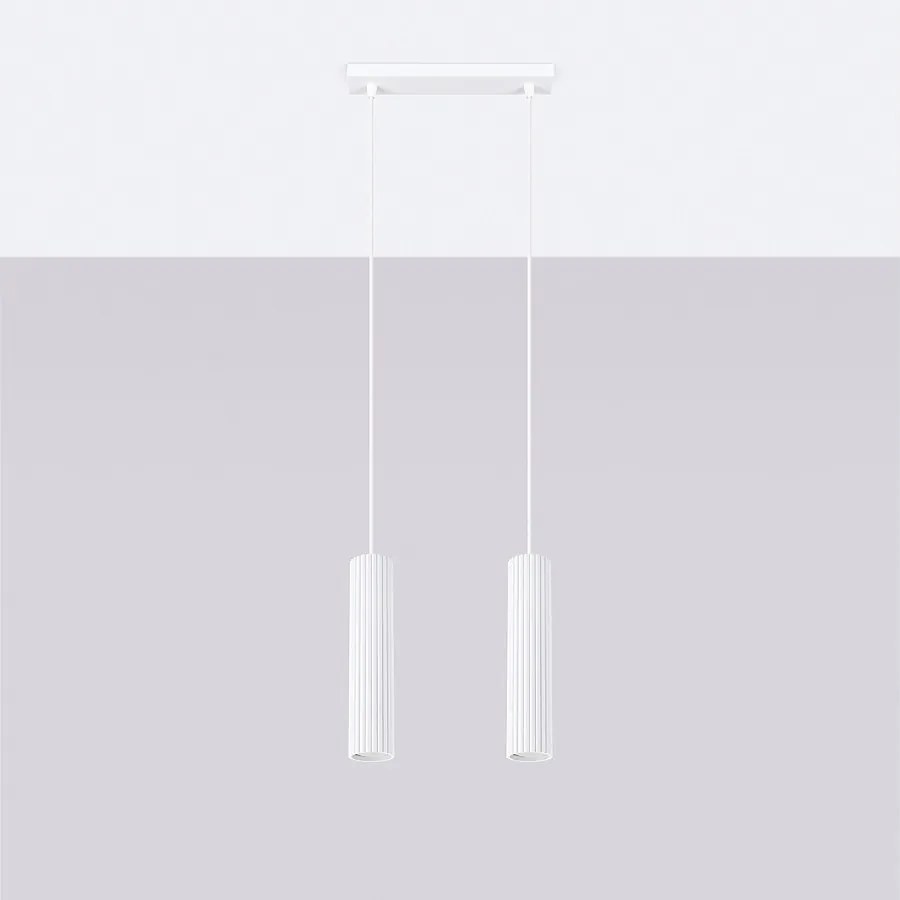 Lampa wisząca minimalistyczny Gloow, aluminium - 2 źródło światła 4000K - L.30 x H.90 cm - biały