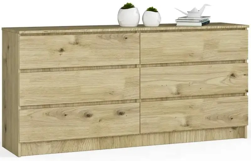 Komoda do sypialni z gładkim frontem  dąb artisan - Kali 3X