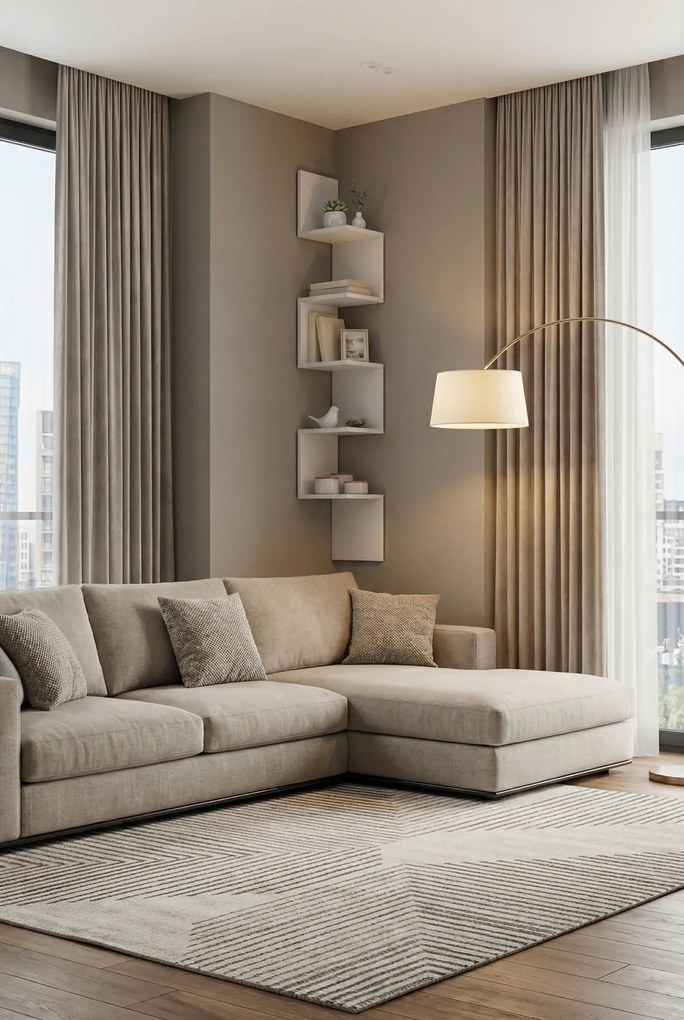 Biała Narożna Półka Wisząca Schodkowa S2-E05