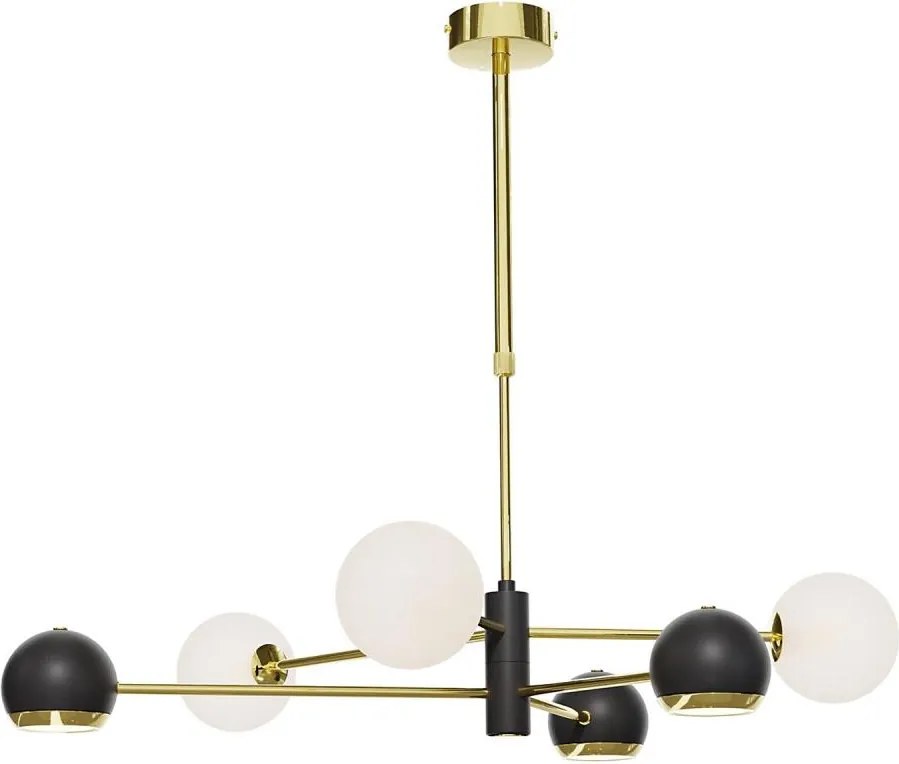 Jupiter 1965-Żyrandol na pręcie MOKA 3xGU10/10W/230V + 3xG9/10W/230V złota/czarna/biała