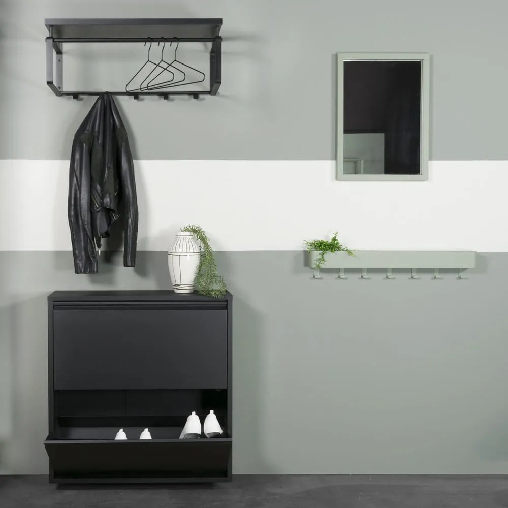 Czarna metalowa uchylna szafka na buty 75x77,5x22,5 cm Billy – Spinder Design