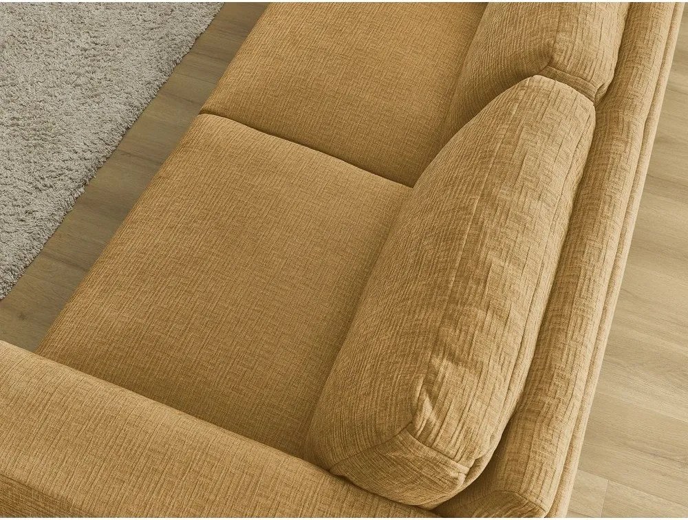 Musztardowa rozkładana sofa do spania z tkaniny szenilowej 240 cm Hugo – Bobochic Paris