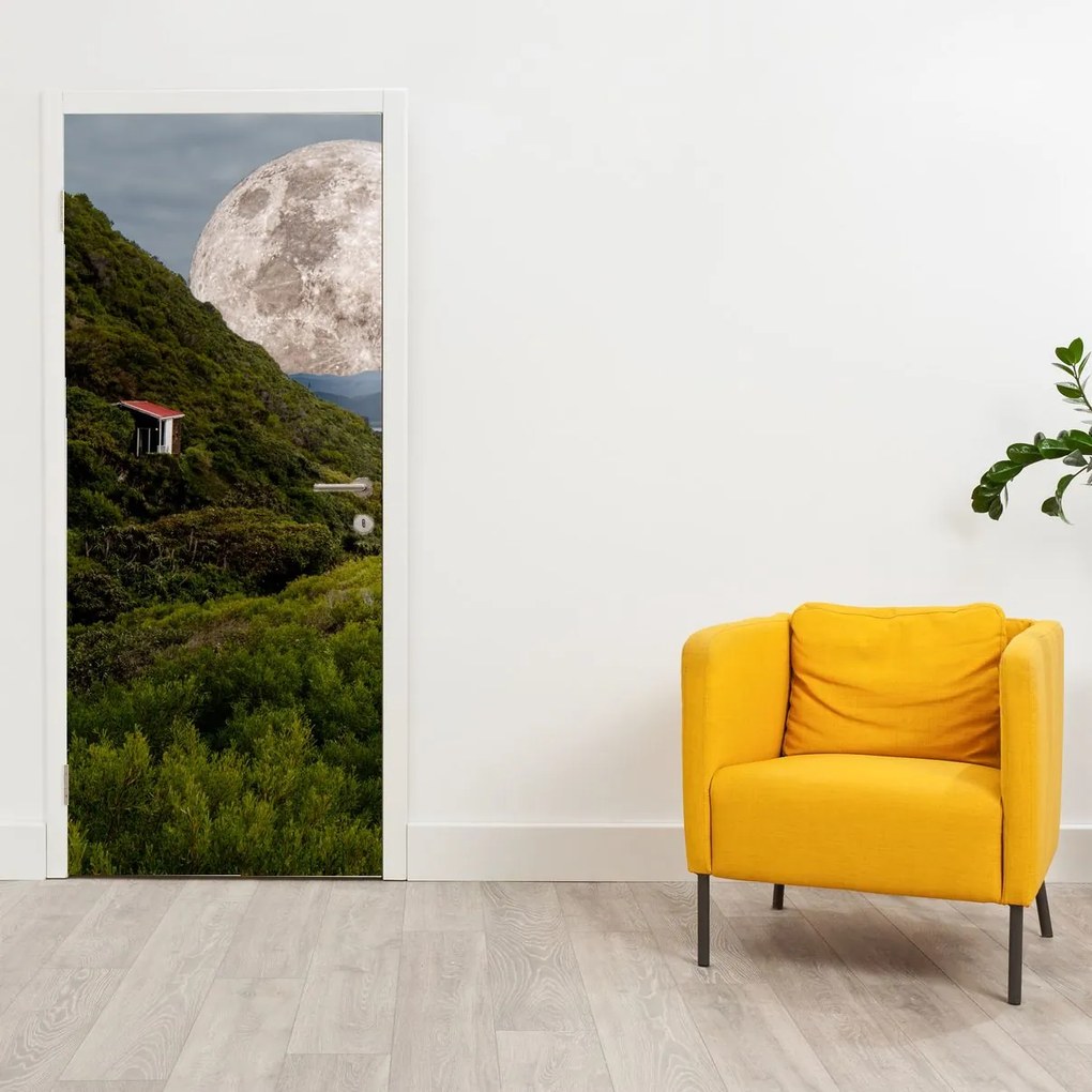 Tapeta na drzwi - Krajobraz z księżycem (95x205cm)
