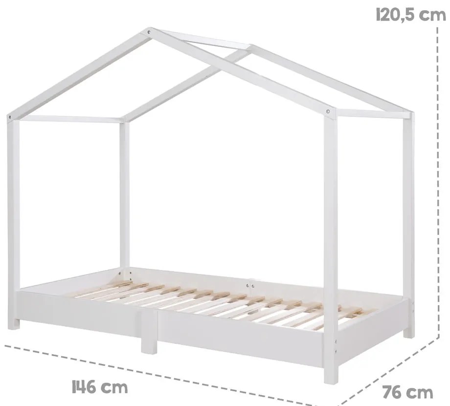 Białe łóżko dziecięce w kształcie domku 70x140 cm Montessori – Roba
