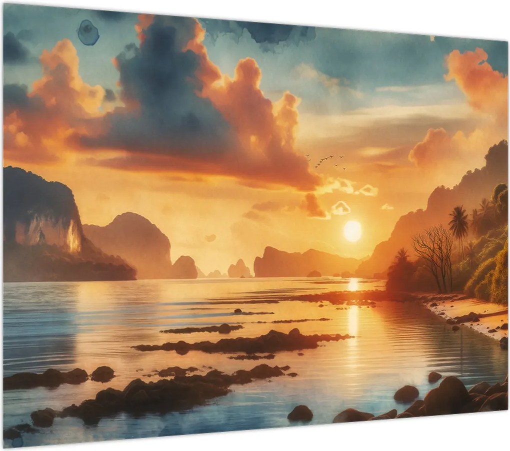 Obraz na szkle - Widok z plaży (70x50 cm)