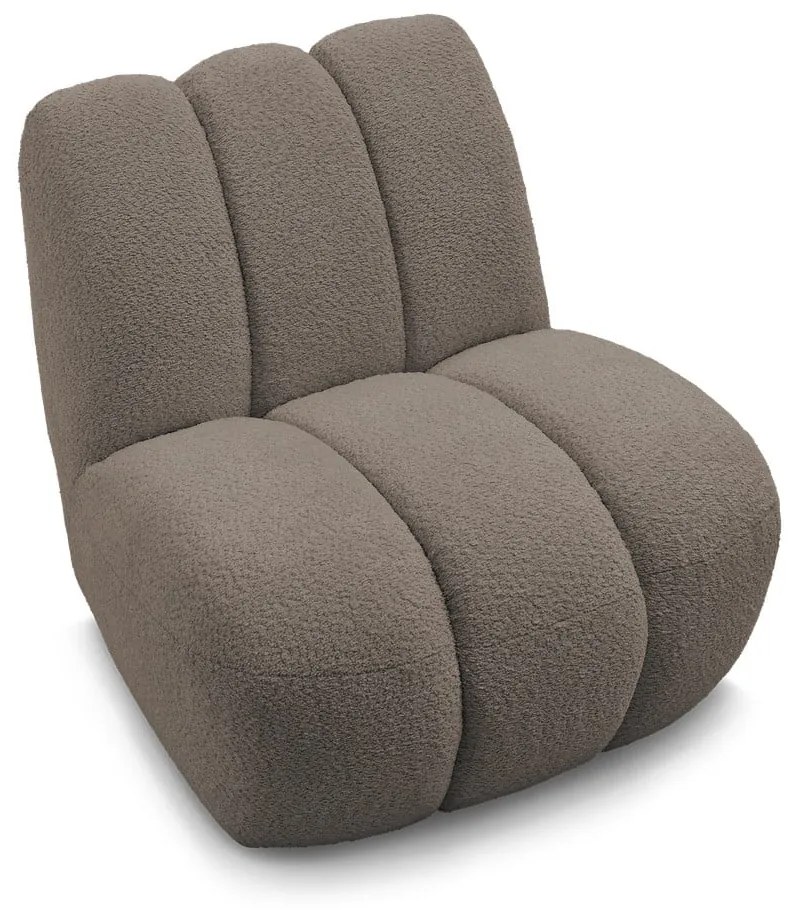 Szarobrązowy fotel z materiału bouclé Janissaire – Bobochic Paris