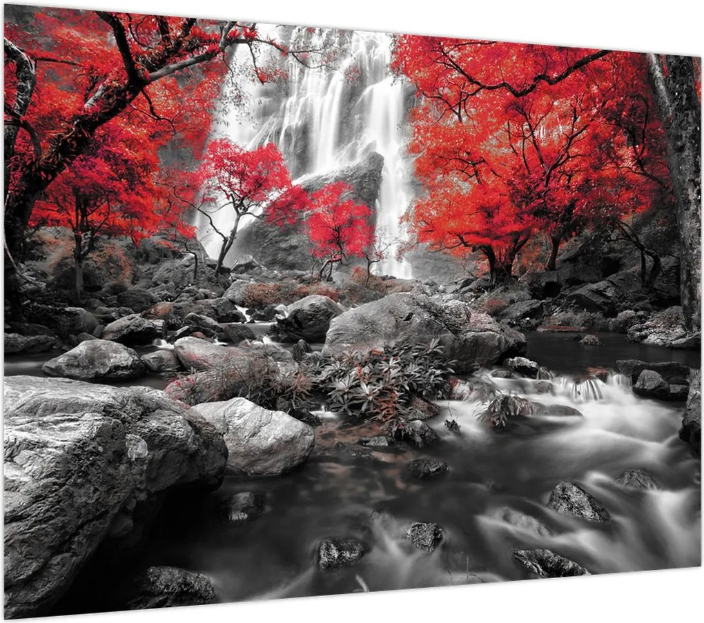 Obraz - Wodospady w jesiennym krajobrazie (70x50 cm)