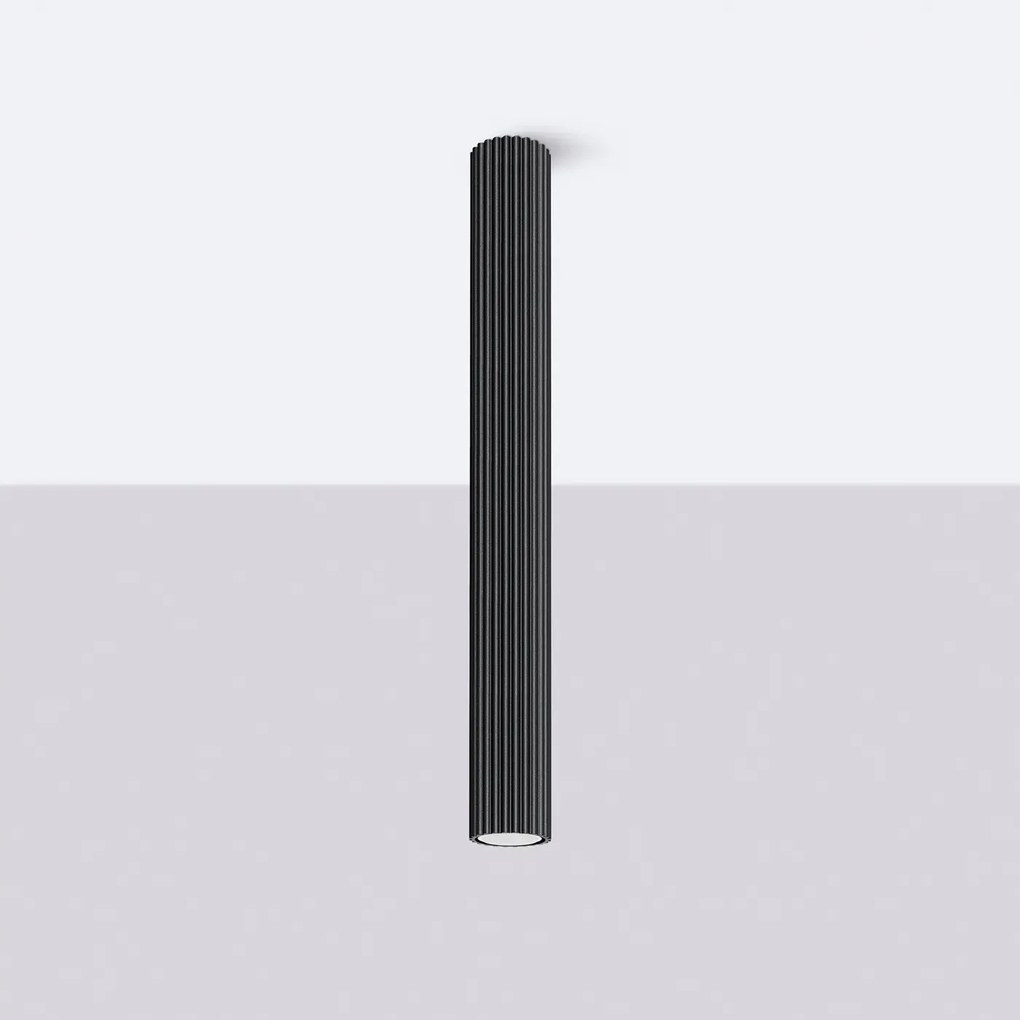 Plafon KARBON 60 czarny ryflowany SOLLUX  LIGHTING