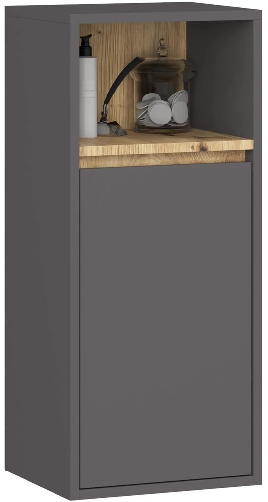 Komplet mebli łazienkowych grafit + dąb artisan  W8-C09