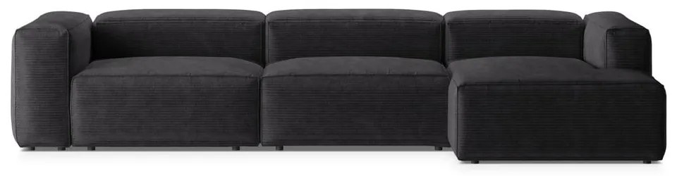 Ciemnoszary sztruksowy narożnik (prawostronny/z szezlongiem) Bergamo – Cosmopolitan Design