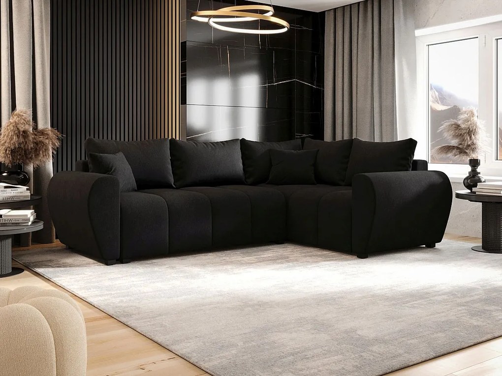 BEDANTE narożnik MOLISA L PLUS Cosmic 100 prawa czarny z funkcją spania sofa w kształcie litery L z pojemnikiem na pościel