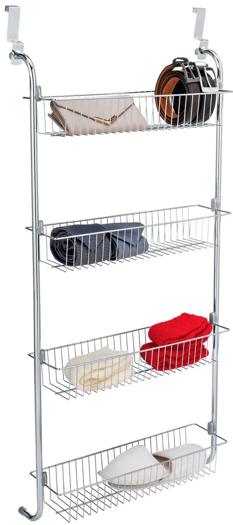 Półka z koszykami do montowania na drzwi, chromowana stal
