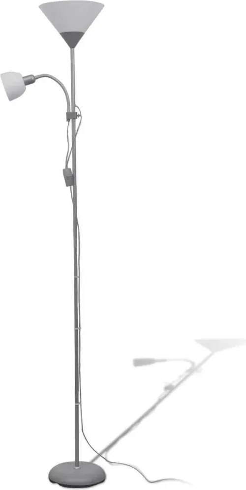 Szara lampa podłogowa dwupunktowa - 5X EX06 K7-G57