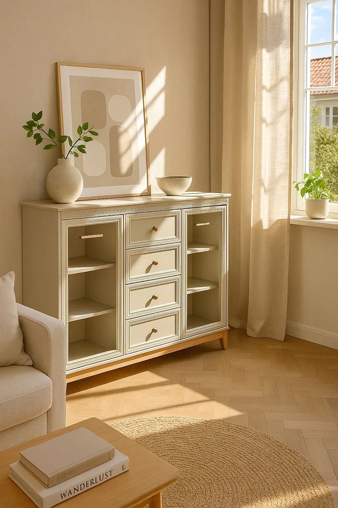 Kaszmirowa komoda z witrynami K9-D29