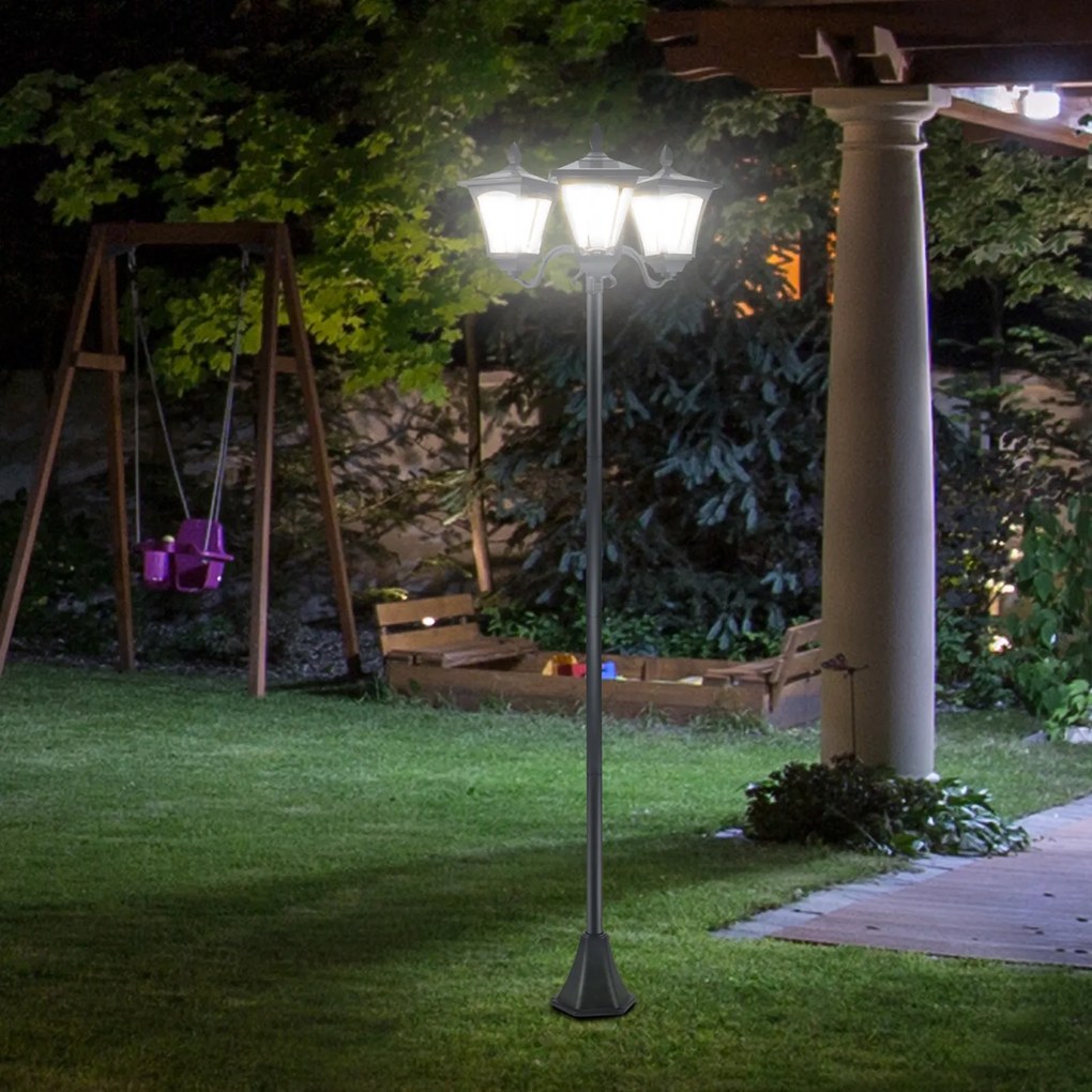 Outsunny latarnia ogrodowa solarna LED czarna stal nierdzewna wodoodporna IP44 oświetlenie zewnętrzne 1825cm | Aosom PL