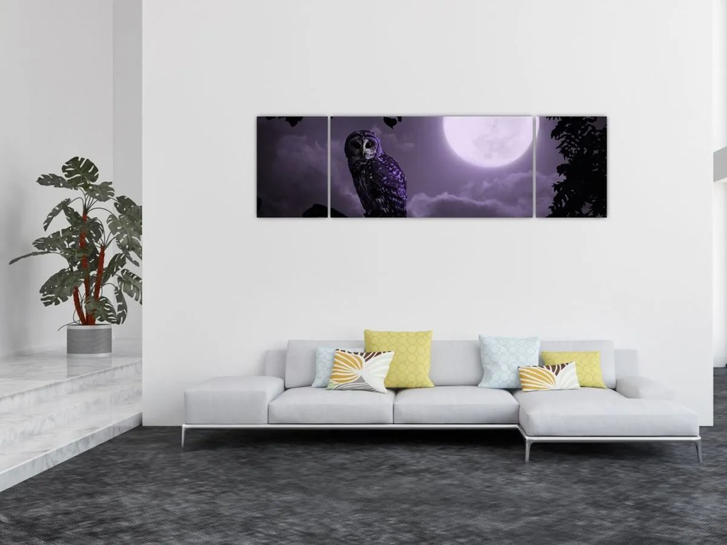Obraz - Nocna sowa, fioletowy (170x50 cm)