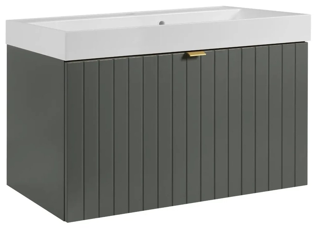 Szafka pod umywalkę HARMO 80 cm szaro-zielony półmat KROFAM