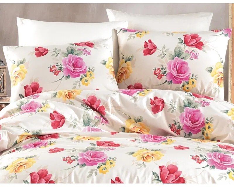 BedTex Bawełniana pościel Tulip kremowa, 220 x 200cm, 2 szt. 70 x 90 cm