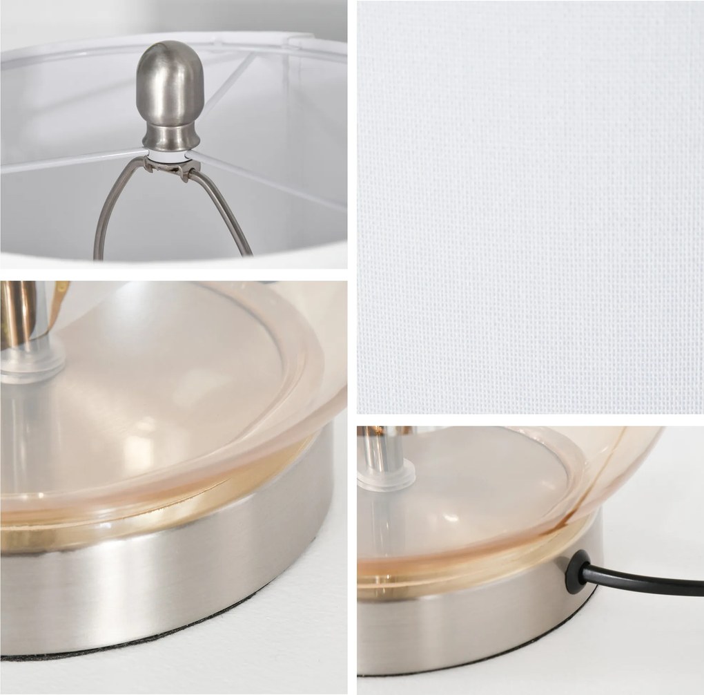 HOMCOM Zestaw 2 lamp stołowych Zestaw 2 opraw stołowych E27 Lampka nocna len szkło bursztynowy