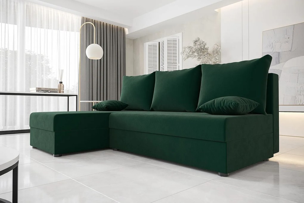 BEDANTE narożnik HEWLET L Itaka 10 lewa ciemnozielony z funkcją spania