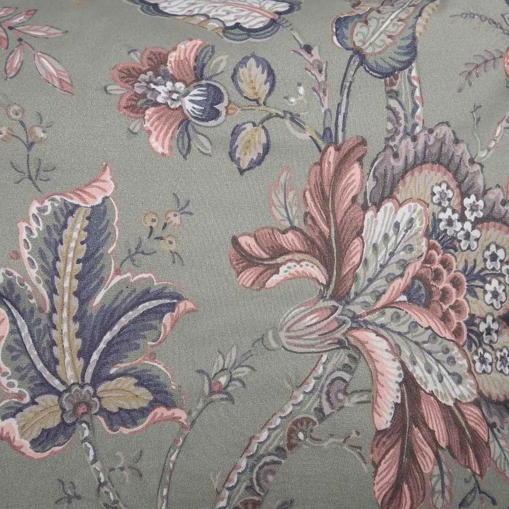 Komplet pościeli z mikrofibry CLARAS szara w liście i kwiaty 200x220 cm HOMLA