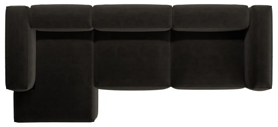 Czarny narożnik (lewostronny/z szezlongiem) Bergamo – Cosmopolitan Design