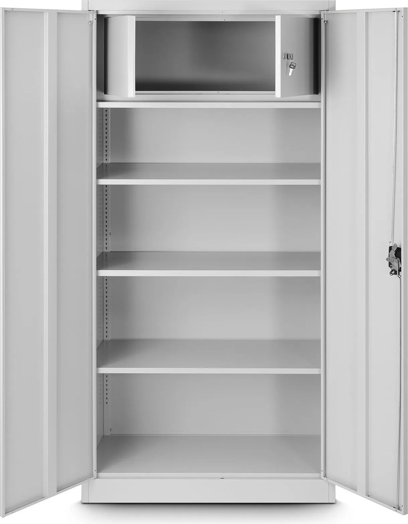 Dwudrzwiowa szafa aktowa z sejfem Tomasz 90x45x185 cm szara