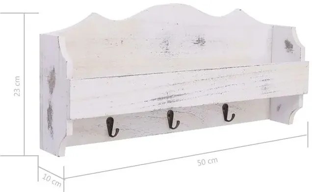 Biały wieszak ścienny z półką K8-T96