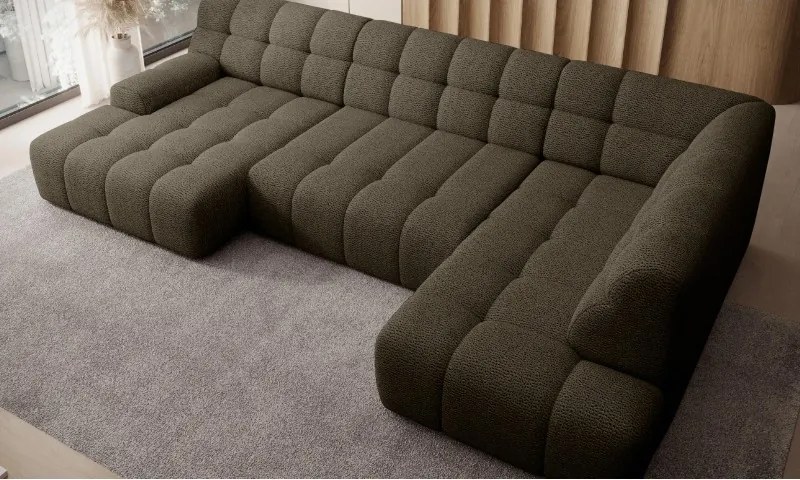 Narożnik COCOON XL w układzie U z elektryczną regulacją siedziska Prawostronny w tkaninie JAGUAR 08